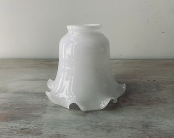 Vintage White glass, ruffle edge light shade. My Vintage home.