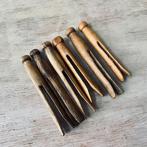 Six High Quality wooden dolly pegs. My vintage home.