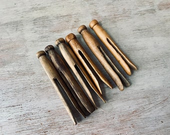 Six High Quality wooden dolly pegs. My vintage home.