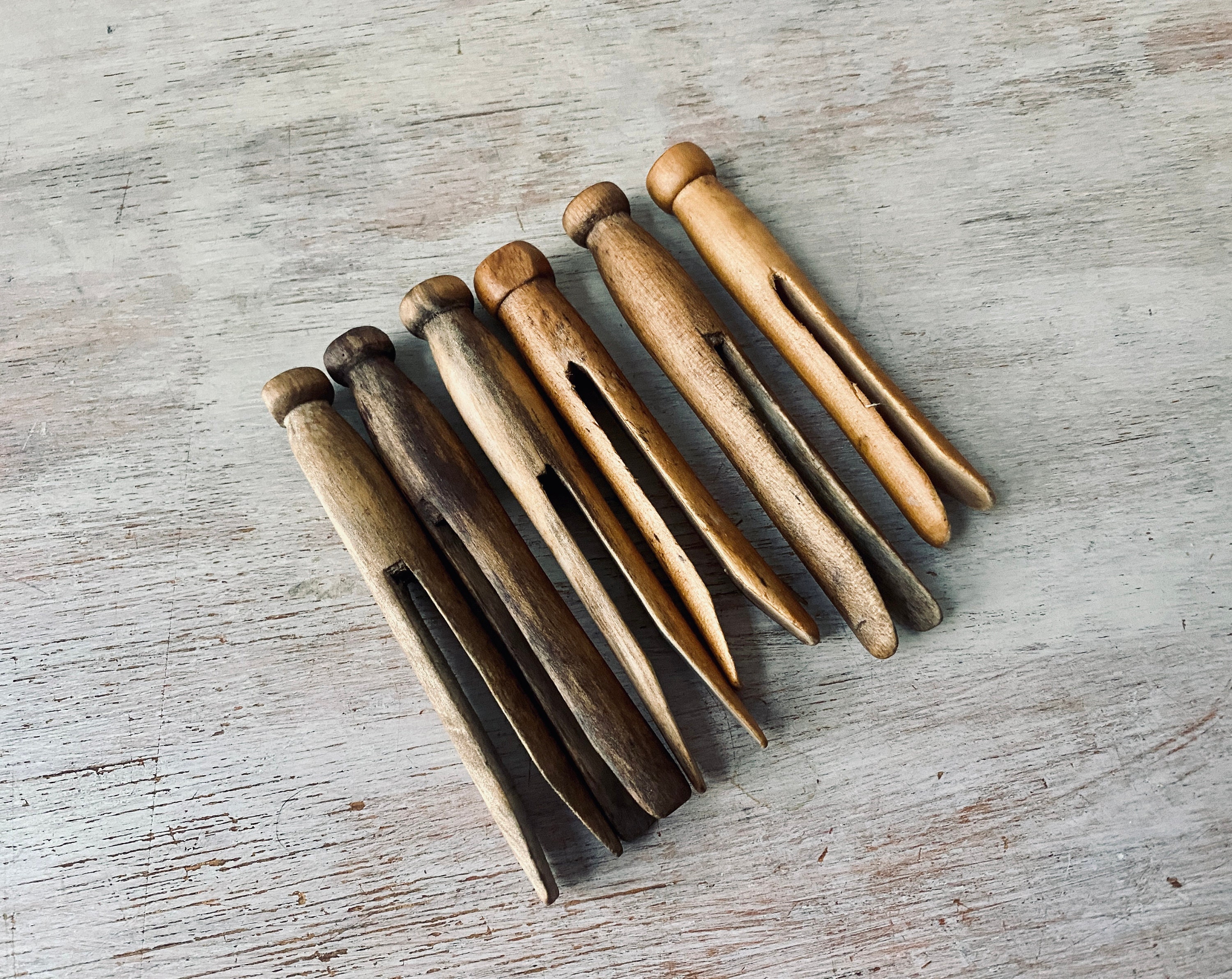 10 X Old Wooden Clothes Pegs / Vintage Wooden Pegs / Pegs for Laundry 
