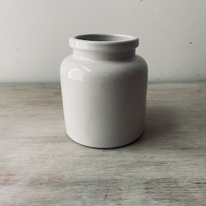 Vintage "MOUTARDIER A BEAUNE DEPUIS" French stoneware mustard pot. Kitchen jars-vase-pencil caddy
