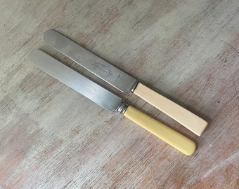 Two, ENGLISH, VINTAGE Bone and faux Bone Handle Knives. My vintage home.