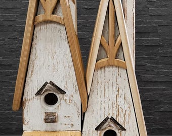 Cedar Birdhouse Feeder | European Cottage Garden Accent, Handmade USA