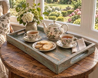 Reclaimed Wood Serving Tray | Rustic Wood Tray | Farmhouse Serving Tray | Distressed Wood Tray | Wooden Tray with Handles