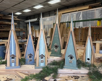 Cedar Chapel Birdhouse | Rustic Farmhouse Garden Decor