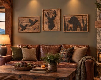 Wildlife Wall Art | Reclaimed Wood Wall Art | Handmade Screw Art | Cabin Wall Decor | Handmade in USA