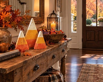 Rustic Wooden Candy Corn | Reclaimed Wood Fall Decor | Handmade Halloween Decor | Autumn Home Decor