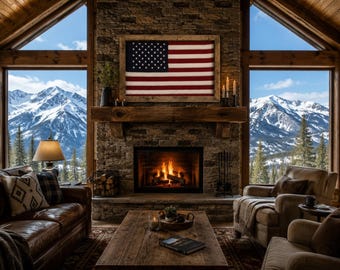 American Flag Wall Decor | Patriotic Wall Art | Americana Decor | Farmhouse Wall Decor | Mantel Decor | Rustic Home Decor | Veteran Gift