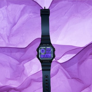 Custom Casio AE1200 Modified Casino Royale Code Violet Brand New Modded Colored Filtered LCD Screen Custom Casio World Timer Modified Casio