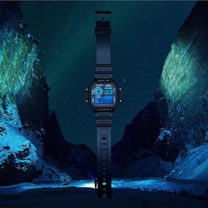 Custom Casio AE1200 Modified Casino Royale Artic Pulse Brand New Modded Colored Filtered LCD Screen Custom Casio World Timer Modified Casio