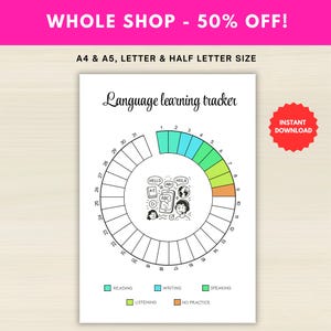Language Learning Tracker Printable, Study Tracker, Language Study Planner, Language Fluency Progress Log, Language Journal PDF - A4/A5