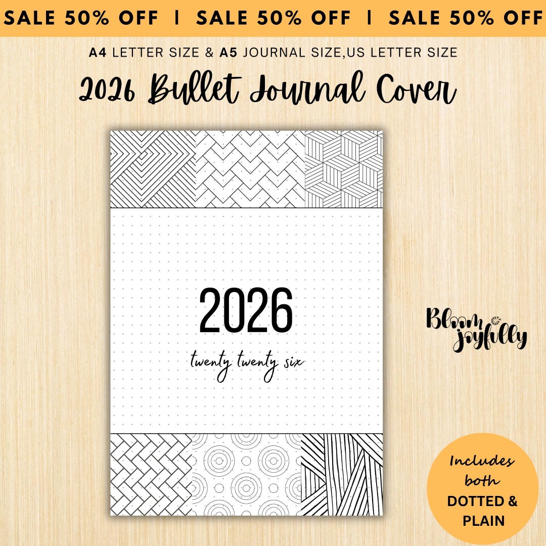 2026 Bullet Journal Cover Page, PRINTABLE Title Page, 2026 Planner ...