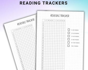 Reading Tracker - Book Reading Log - PRINTABLE Journal Page - Daily Habit Tracker - Book Journal - A5 & A4 Size - Dots and No Dots