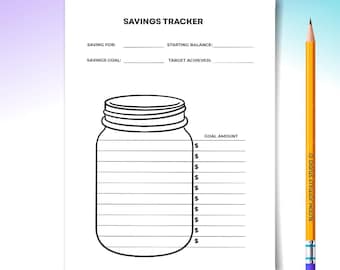 Savings Jar Tracker PRINTABLE - Money Saving Challenge - Savings Challenge - Budget Goal Planner - Savings Tracker - Instant Download PDF