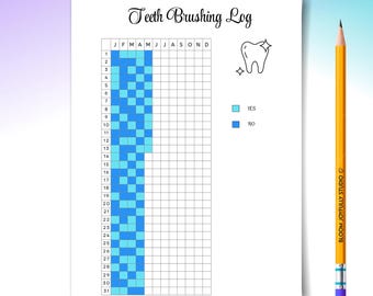 Tooth Brushing Tracker PRINTABLE - Dental Hygiene Log - Kids and Adults Oral Care -Brushing Routine - A4/A5 - Instant Download