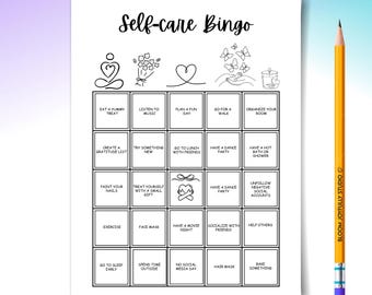 Self Care Bingo PRINTABLE - Mental Health Bingo - Wellness Challenge Tracker - Self Love Printable PDF A4/A5 - Instant Download