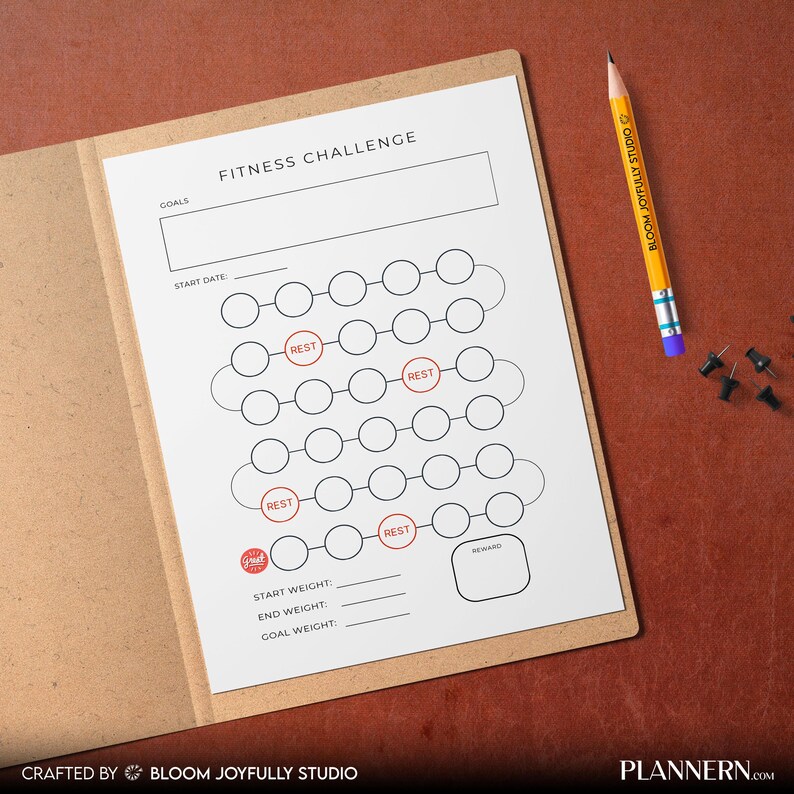 Fitness Tracker PRINTABLE - Workout Log and Fitness Planner - Fitness ...