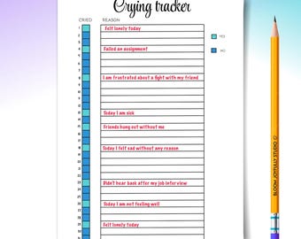 Crying Tracker PRINTABLE - Mental Health Tracker - Emotional Release Log - Crying Pattern Tracker - A4 & A5 size - Instant Download