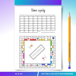 Oszczędności Save-opoly DO DRUKU - Wyzwanie oszczędzania - Gra w oszczędzanie - Gra budżetowa - Cel oszczędzania - Śledzenie oszczędności - Wyzwanie Save-oply