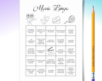 Movie Bingo PRINTABLE Game - Movie Night Bingo - Family Movie Night Party Game - Film Bingo - A4/A5 - Instant Download