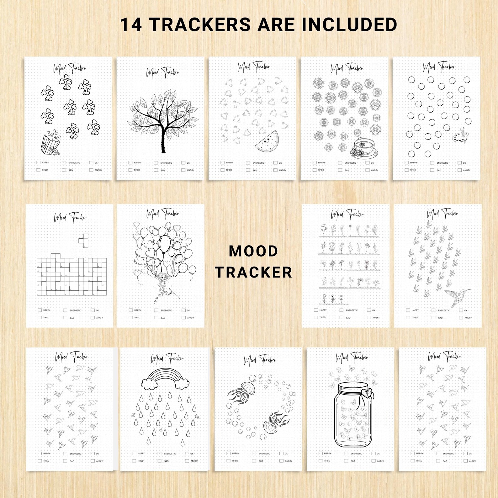 MONTHLY Mood Trackers Bundle - Printable Mood Tracker for Journal ...