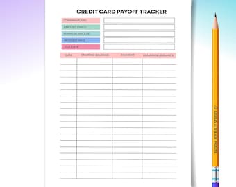 Credit Card Payoff Tracker PRINTABLE - Debt Payoff Planner - Payment and Balance Tracker - Instant Download - A4, A5, Letter, Half size