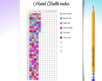Mental Health Tracker PRINTABLE - Self care Planner - Mood Tracker - Wellness Tracker -  Instant Download - A4/A5