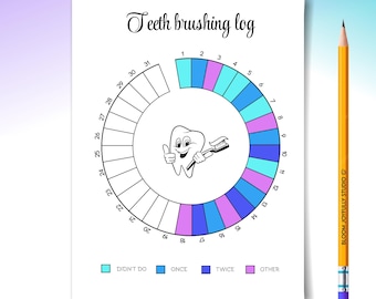 Tooth Brushing Tracker PRINTABLE - Healthy Habits - Kids and Adults Oral Care -Brushing Routine - A4/A5 - Instant Download