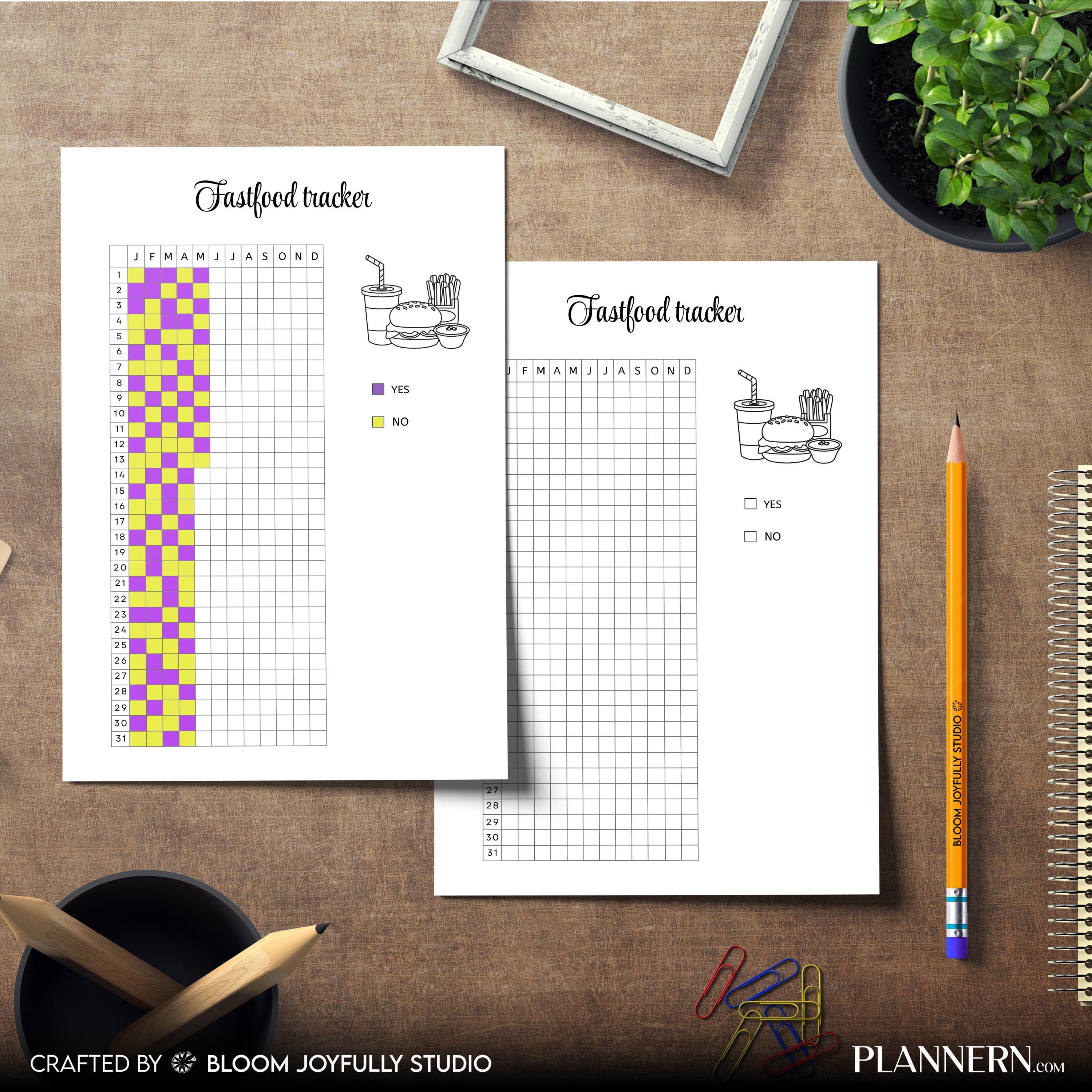 Fast Food Tracker PRINTABLE - Junk Food Tracker - Takeout Tracker ...
