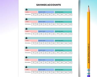 Savings Account Tracker PRINTABLE - Monthly Savings Planner - Budget Insert PDF Download - A4, A5, Letter, Half size - Instant Download