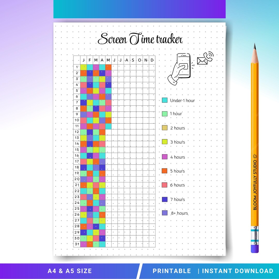 Screen Time Tracker PRINTABLE - Digital Detox Planner - Reduce Phone ...