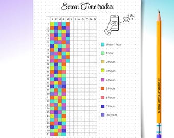 Screen Time Tracker PRINTABLE - Digital Detox Planner - Reduce Phone Addiction - Productivity Planner PDF- A4 & A5 size - Instant Download