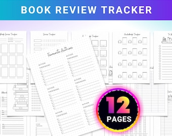 Utskrivbart paket med läsdagbokssidor, utskrivbar bokrecension 2026, dagbokssidor, bokhyllespårare, A4, A5, direktnedladdning i PDF-format