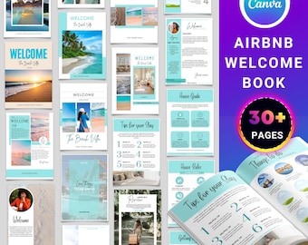 Airbnb Host Bundle Welcome Book TEMPLATE - Editable Canva Welcome Guide - Editable Airbnb Signs - Cleaning Checklists Printables