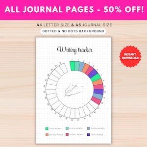 Writing Tracker Printable - Daily Word Count Log - Writing Progress Planner - Printable Planner Pages - A4 & A5 size - Instant Download