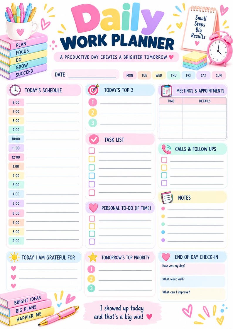 12-Page Work Planner: Productivity, Goals, Project Management (Digital Download) image 9