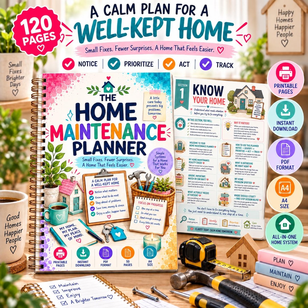 Home Maintenance Planner Printable | Home Maintenance Checklist | Home ...
