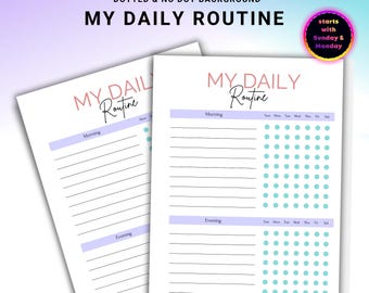 My Daily Routine PRINTABLE - Daily Routine Planner - Daily Routine tracker - Morning and Night Routine  -  A4/A5 Size Instant Download