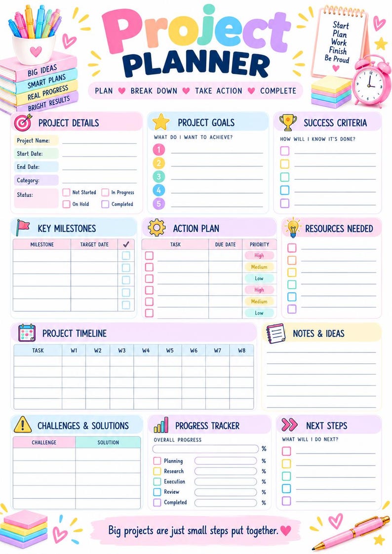 12-Page Work Planner: Productivity, Goals, Project Management (Digital Download) image 12