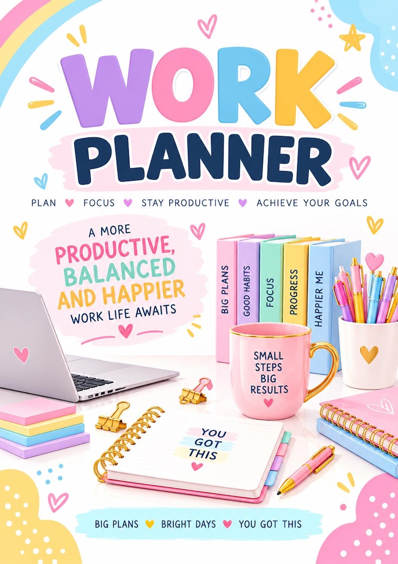 12-Page Work Planner: Productivity, Goals, Project Management (Digital Download) image 4
