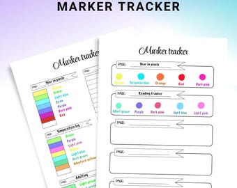 Marker Tracker PRINTABLE - Track Page Colours - Planner Page - Colour Tracker - Colour Swatch - A4/A5 - Instant Download