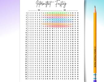 Intermittent Fasting Tracker PRINTABLE - Fasting Log - Weight Loss Planner - Daily Weekly Fasting Schedule - A4/A5 - Instant Download