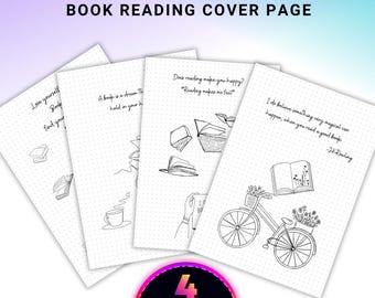Reading Journal Cover Page (4) - PRINTABLE Journal Page - Reading Tracker Cover page - Book Tracker - Reading Log - Book Cover