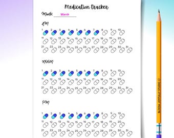 Medication Tracker PRINTABLE - Daily Medicine Log - Pill Tracker - Medication Schedule - Habit & Health Tracker - A4/A5 - Instant Download