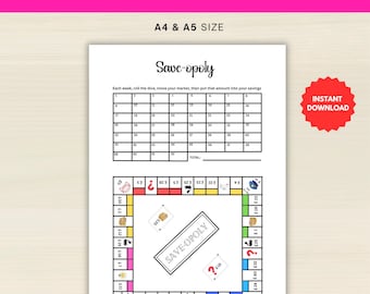 Save-opoly Savings PRINTABLE - Savings Challenge - Savings Game - Budgeting Game - Savings Goal - Savings Tracker - Save-oply Challenge