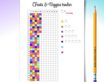 Fruits and Veggies Tracker PRINTABLE - Daily Fruit & Vegetable Intake Log - Healthy Eating - Wellness Planner - A4/A5 - Instant Download