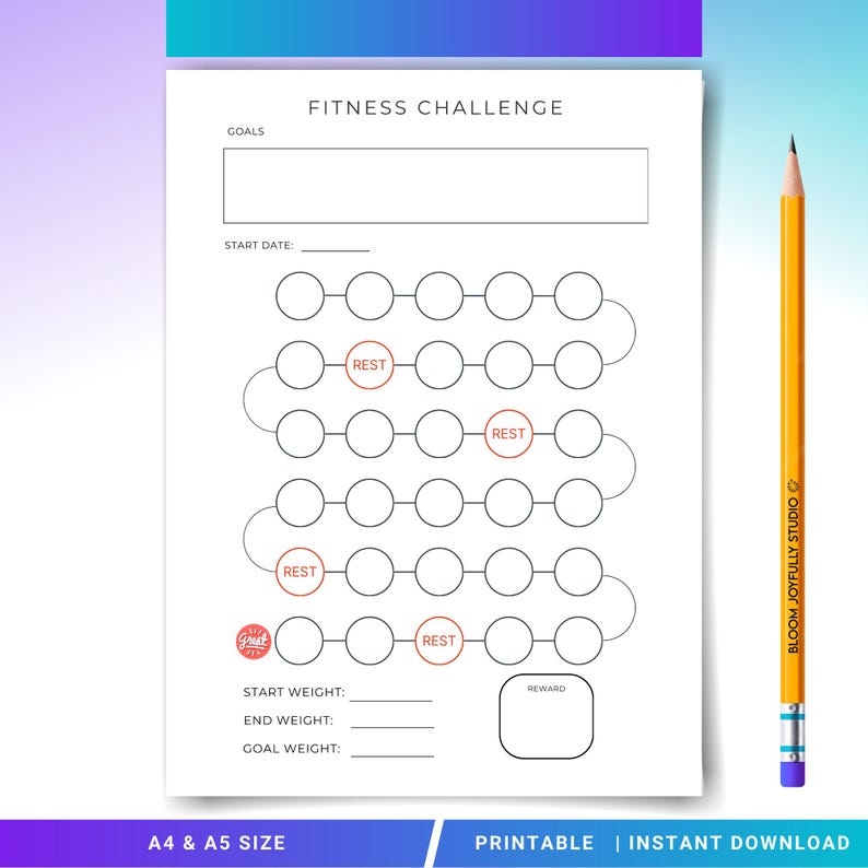 Fitness Tracker PRINTABLE - Workout Log and Fitness Planner - Fitness ...
