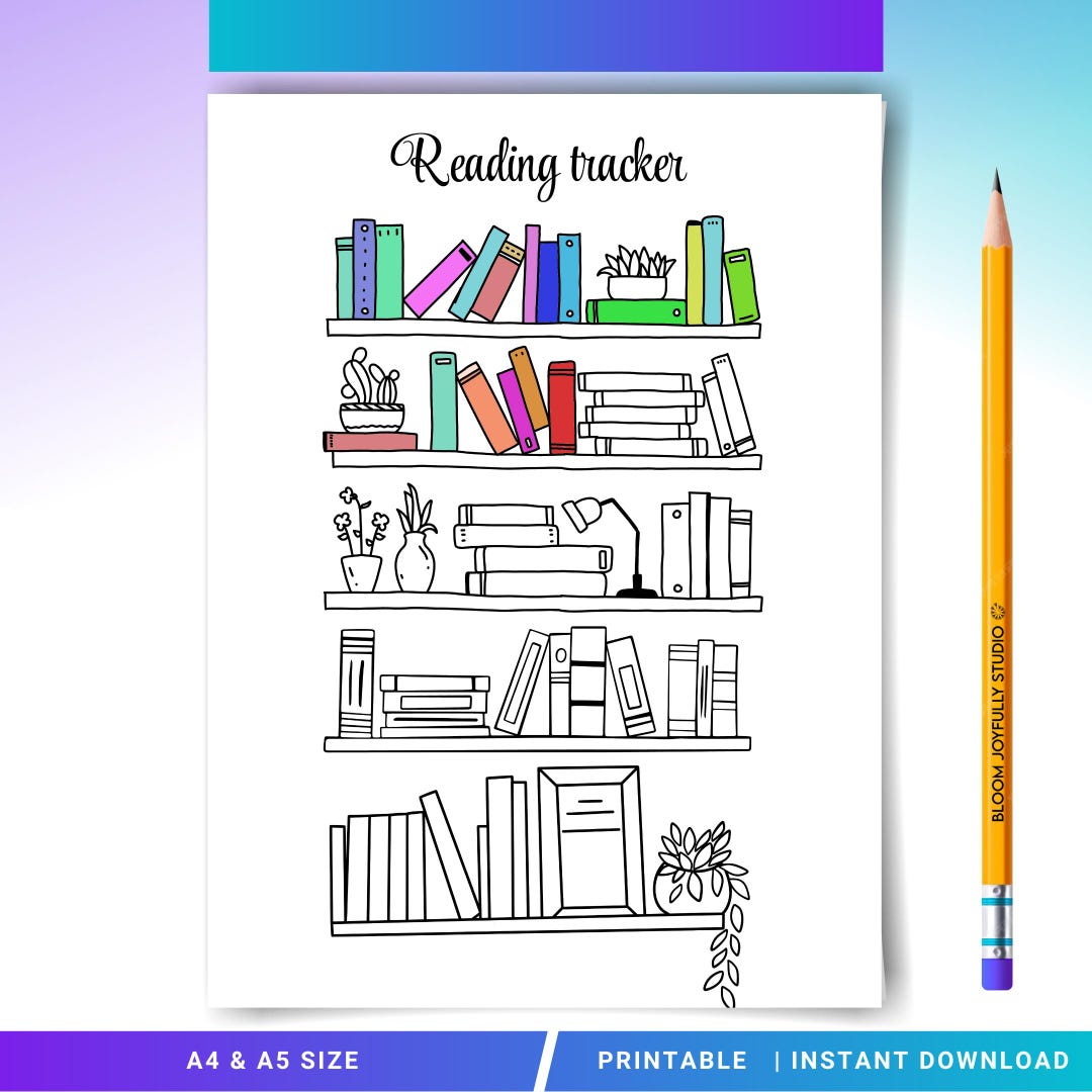 Bookshelf Reading Tracker PRINTABLE - Reading Tracker - Reading Log ...