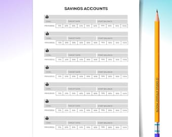 Savings Account Tracker PRINTABLE - Monthly Savings - Budget Planner - Money Savings Tracker - A4, A5, Letter, Half size - Instant Download