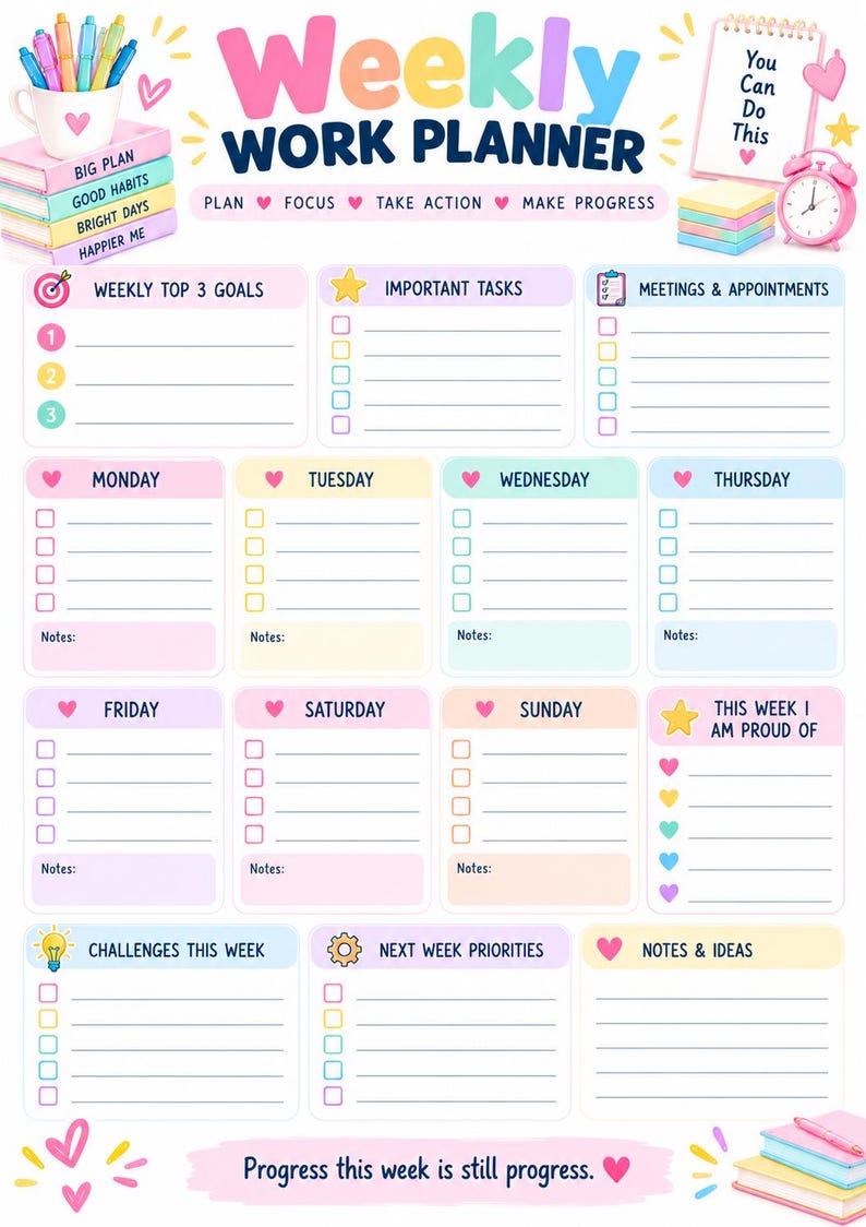 12-Page Work Planner: Productivity, Goals, Project Management (Digital Download) image 8